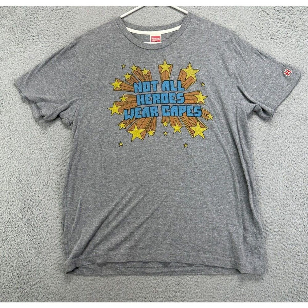 Homage Shirt Adult Large L Gray Not All Heroes Wear Capes Short Sleeve Tee Mens